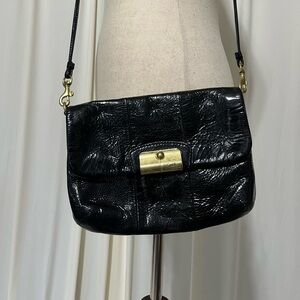 Vintage Coach Patent  Black Leather Shoulder Bag